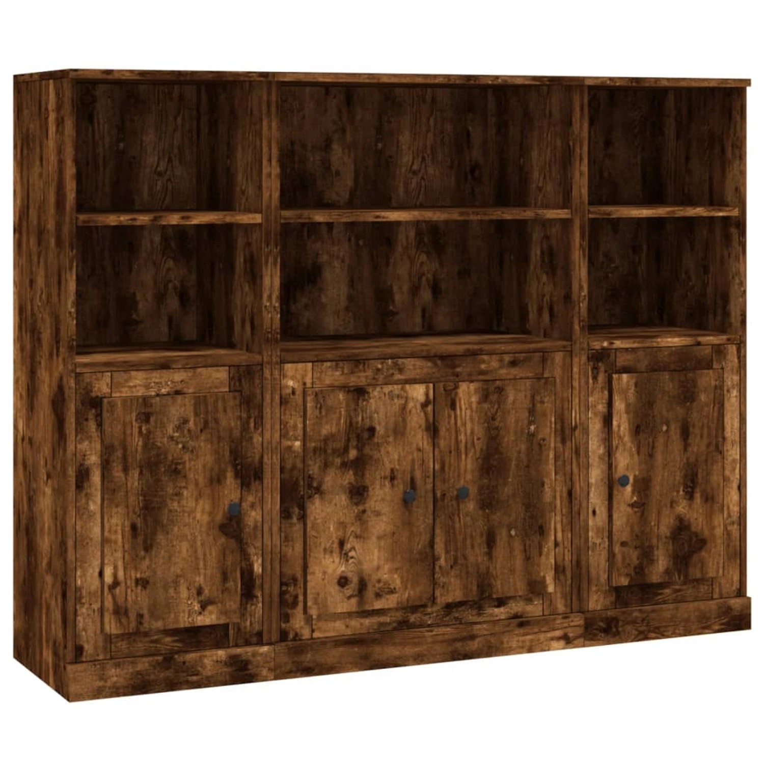 vidaXL Highboards 3 Stk Räuchereiche Holzwerkstoff 3185308