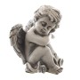 Graue Deko-Figur Engel, 10 cm, aus Polyresin für Garten und Haus.