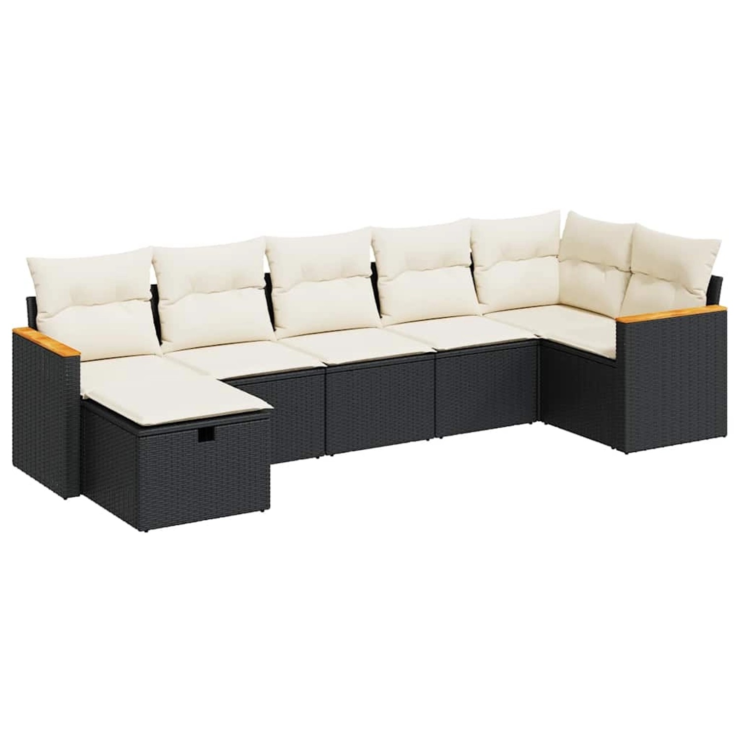 vidaXL 7-Tlg Garten-Sofagarnitur mit Kissen Schwarz Poly Rattan 3325927 günstig online kaufen