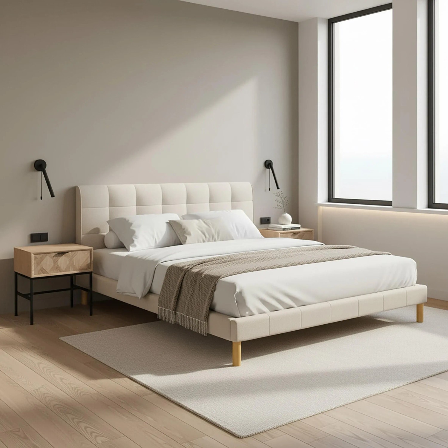 Bessagi Home Polsterbett Mara Beige ca. 180x200 cm