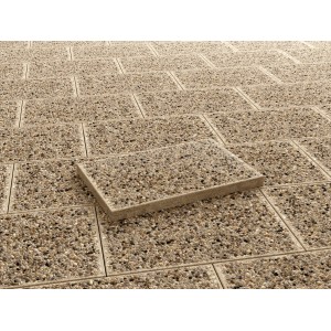 Waschbetonplatte Buntkies, 60x40 cm, für Terrasse & Gehweg.