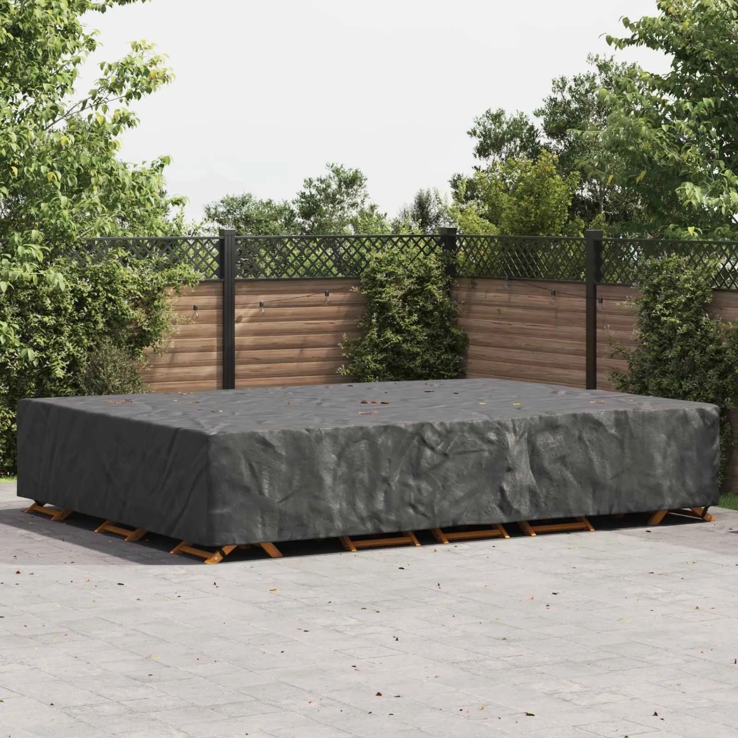 Schwarze, wasserfeste vidaXL Möbelabdeckung für große Gartenmöbel auf der Terrasse. Optimaler Schutz vor Witterung.