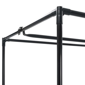 Detailansicht: Schwarzer vidaXL Kleiderschrank (75x50x160 cm) mit Eisenrahmen und Kleiderstange.