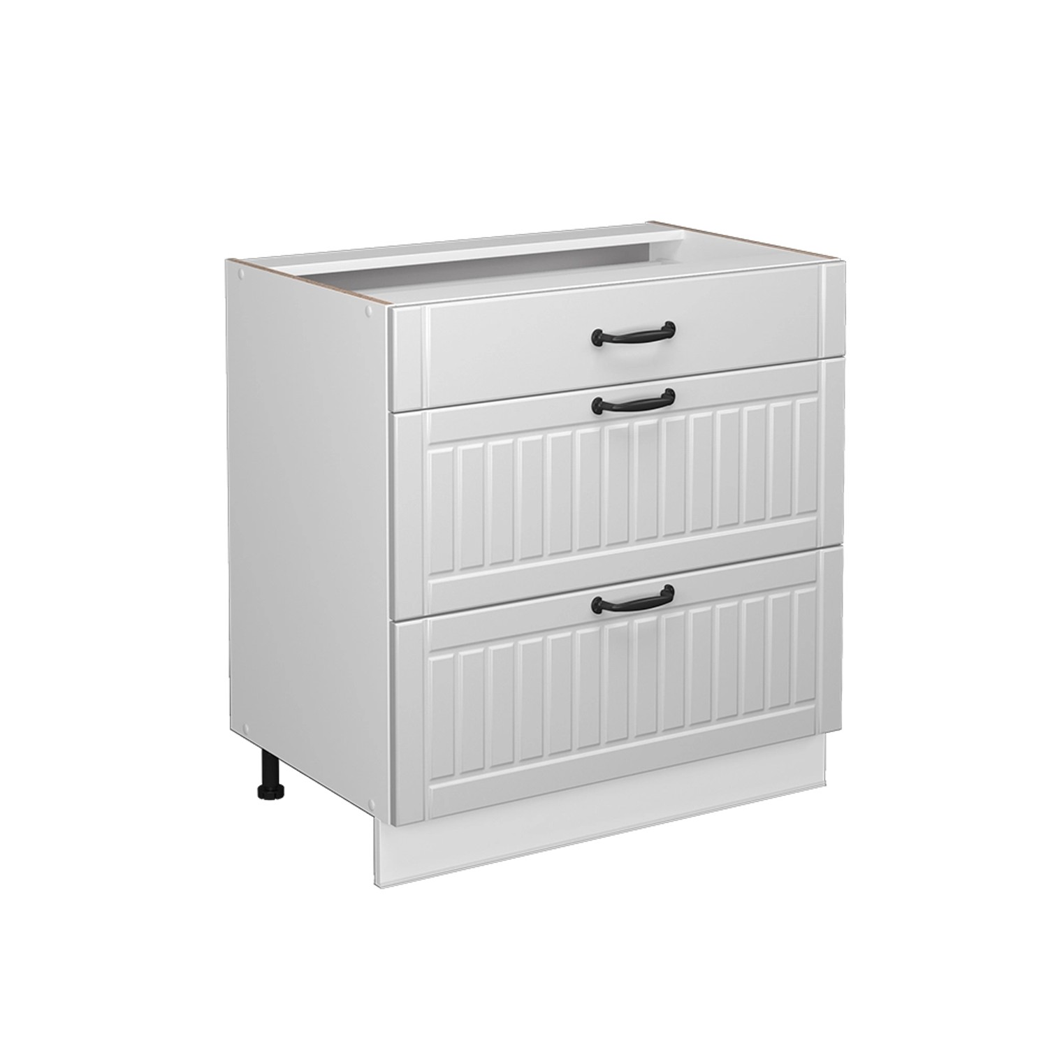 Vicco Badschrank Fame-Line Weiß Landhaus/Weiß 80 x 82 cm mit 3 Schubladen ohne Arbeitsplatte
