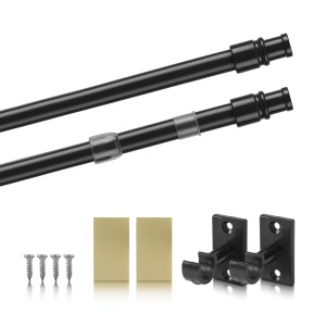 Bestlivings Cafehausstange, schwarz, 75-125 cm, mit Zubehör zur Montage.