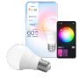 Philips Hue E27 LED Lampe mit App-Steuerung, verschiedene Farben einstellbar.