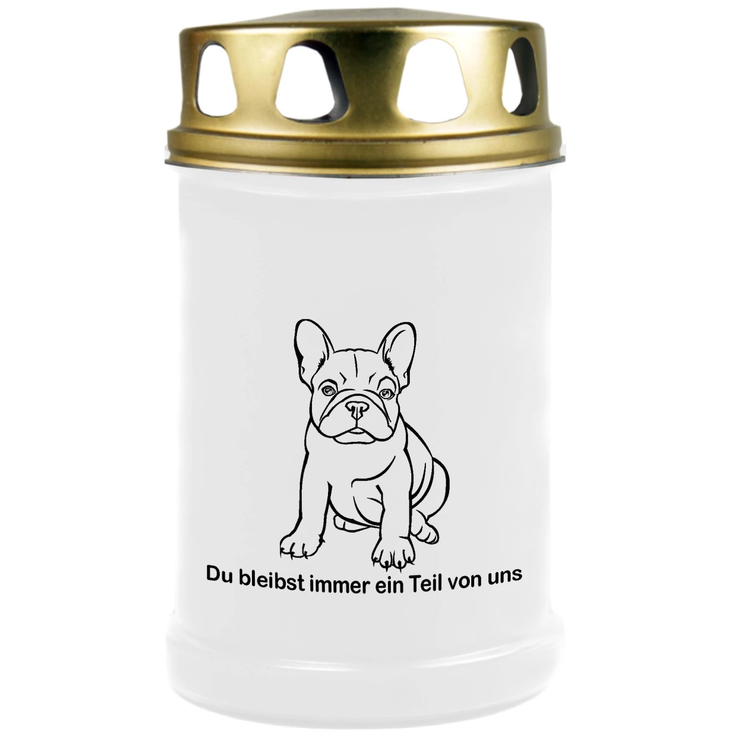 HS Candle Grabkerze Weiß 48h Deckel Gold Bulldogge günstig online kaufen