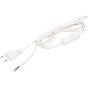 Weiße Zuleitung mit Schalter und Eurostecker, 2 m, für Lampeninstallation.