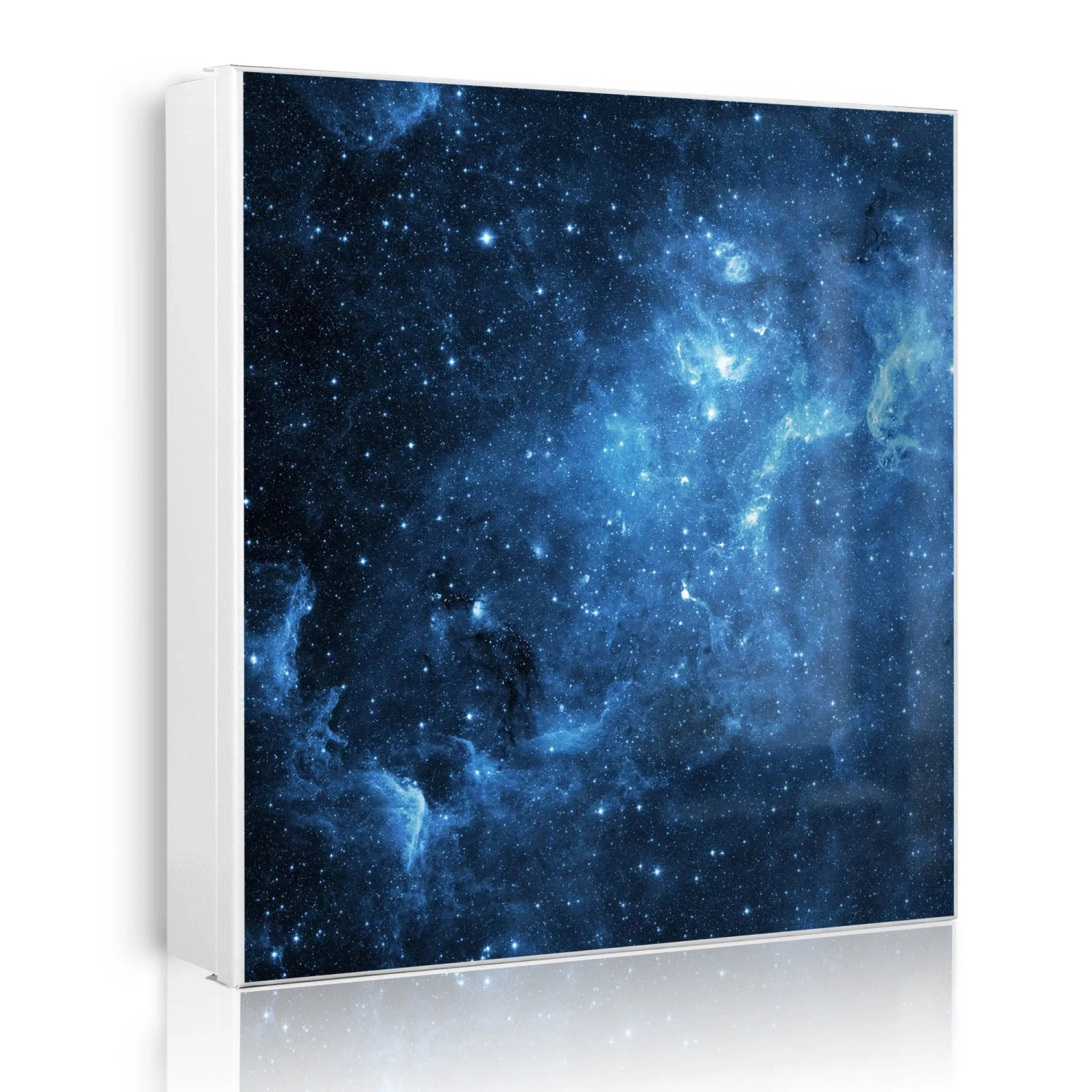 Banjado Großer Schlüsselkasten Metall 30x30cm Weiß Scharnier Links 50 Haken Beschreibbar Magnetisch Motiv Universum