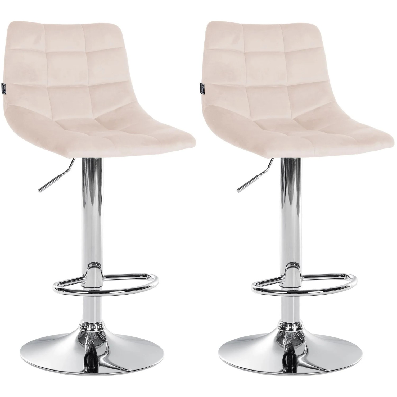 DELUKE Barhocker 2er Set DUBAI Beige Samt Chrom Barstuhl Mit Lehne Tresenhocker Tresenstuhl