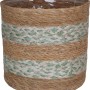 Salbeibeiger Pflanzkorb aus Seegras mit Zick-Zack-Muster, Ø 18 cm, wasserdicht.
