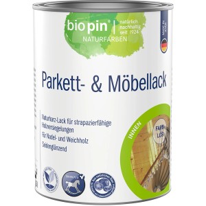 Dose Biopin Parkett- & Möbellack Farblos 2,5l: Naturharzlack für Holzoberflächen im Innenbereich.