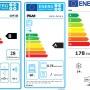 Energieetiketten von PKM: Kühlschrank, Backofen und Kühl-Gefrierkombination mit Energieeffizienzklassen.