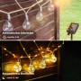 Salcar LED Solar-Lichterkette mit Hanfseil und warmweißen Glühbirnen, tagsüber laden, nachts leuchtend im Außenbereich.