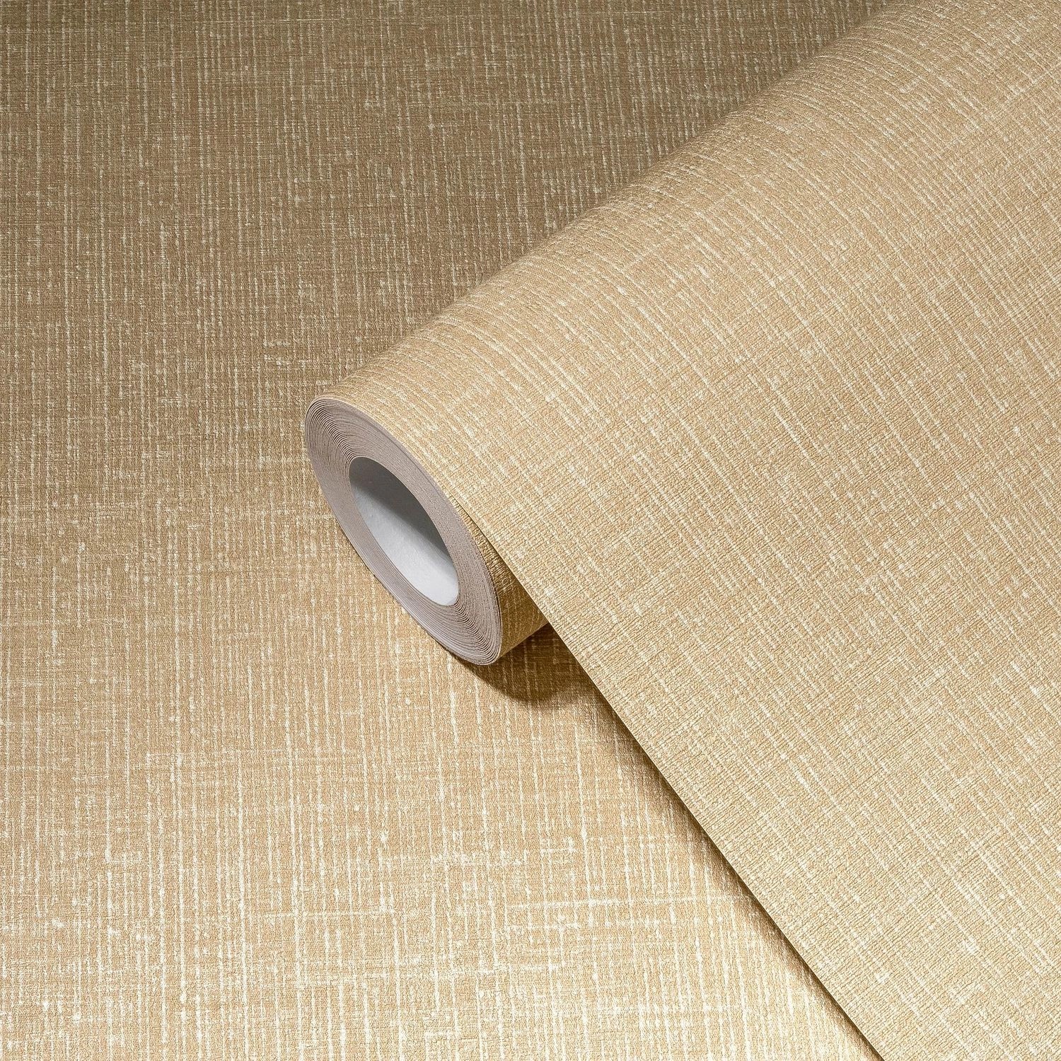PROFHOME Vliestapete in Beige-Gold mit metallischen Akzenten, Rolle