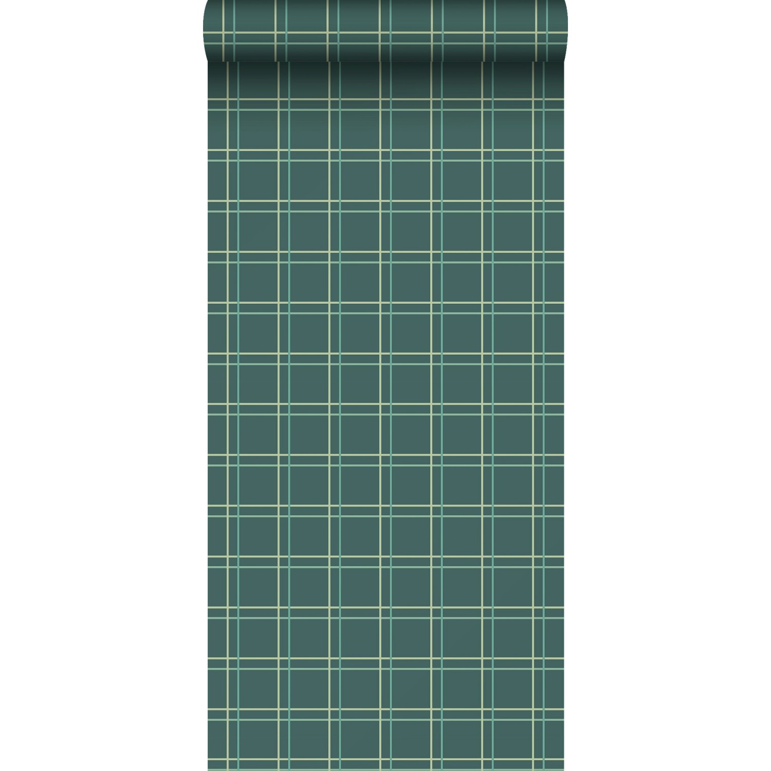 Sanders & Sanders Tapete Karomuster Dunkelgrün 53 cm x 10 m günstig online kaufen