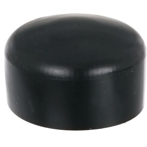 Schwarze, runde Pfostenkappe aus Kunststoff für 60 mm Pfosten.
