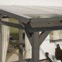 Freistehende Skan Holz Terrassenüberdachung Sanremo in Schiefergrau mit klarer Dacheindeckung.