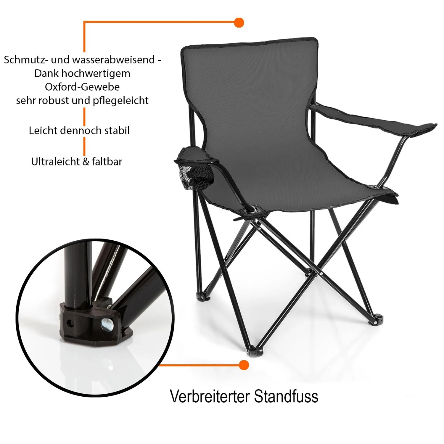 BigDean Campingtisch mit Stühlen Dunkelgrau Camping Tisch Stuhl Set Camping Stühle Campingstühle Campingstühle Faltbar Campingmöbel Set_4
