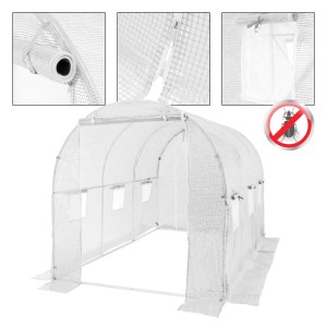 ECD Germany Gewächshaus Ersatzabdeckung, 300x200x200 cm, weiße PE-Folie mit Tür und 6 Fenstern.