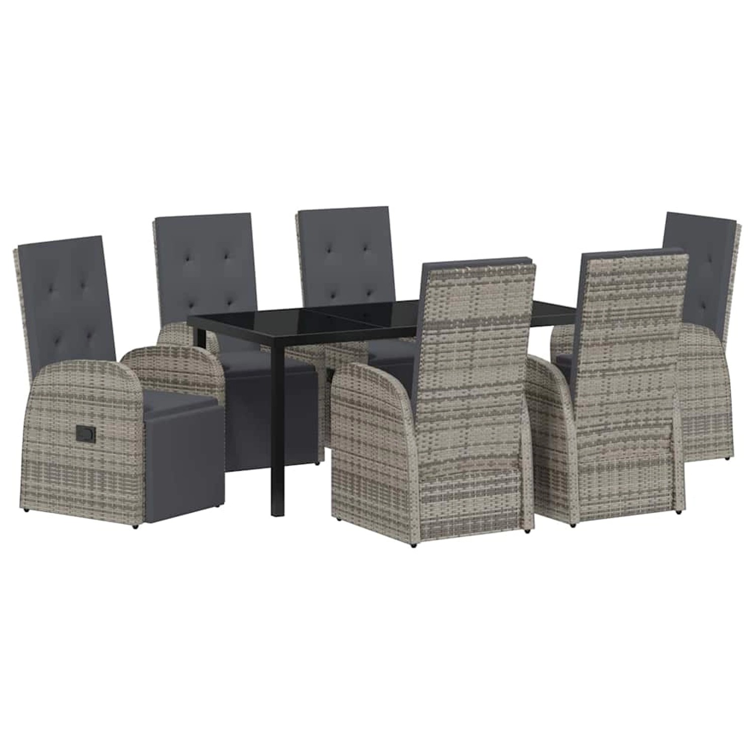 vidaXL Garten Essgruppe mit Kissen 7-Tlg Grau Poly Rattan 3379489 günstig online kaufen