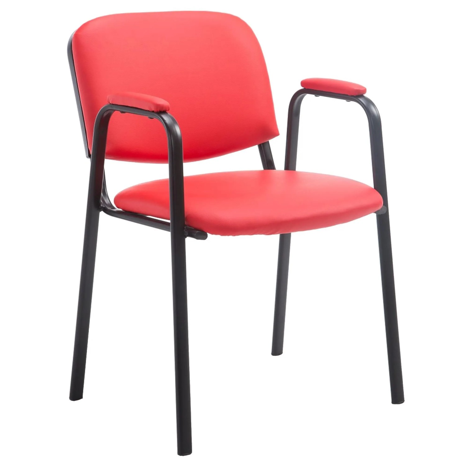 DELUKE Besucherstuhl ZAGREB Kunstleder Rot 53x55x79cm Konferenzstuhl Wartezimmerstuhl Bürostuhl