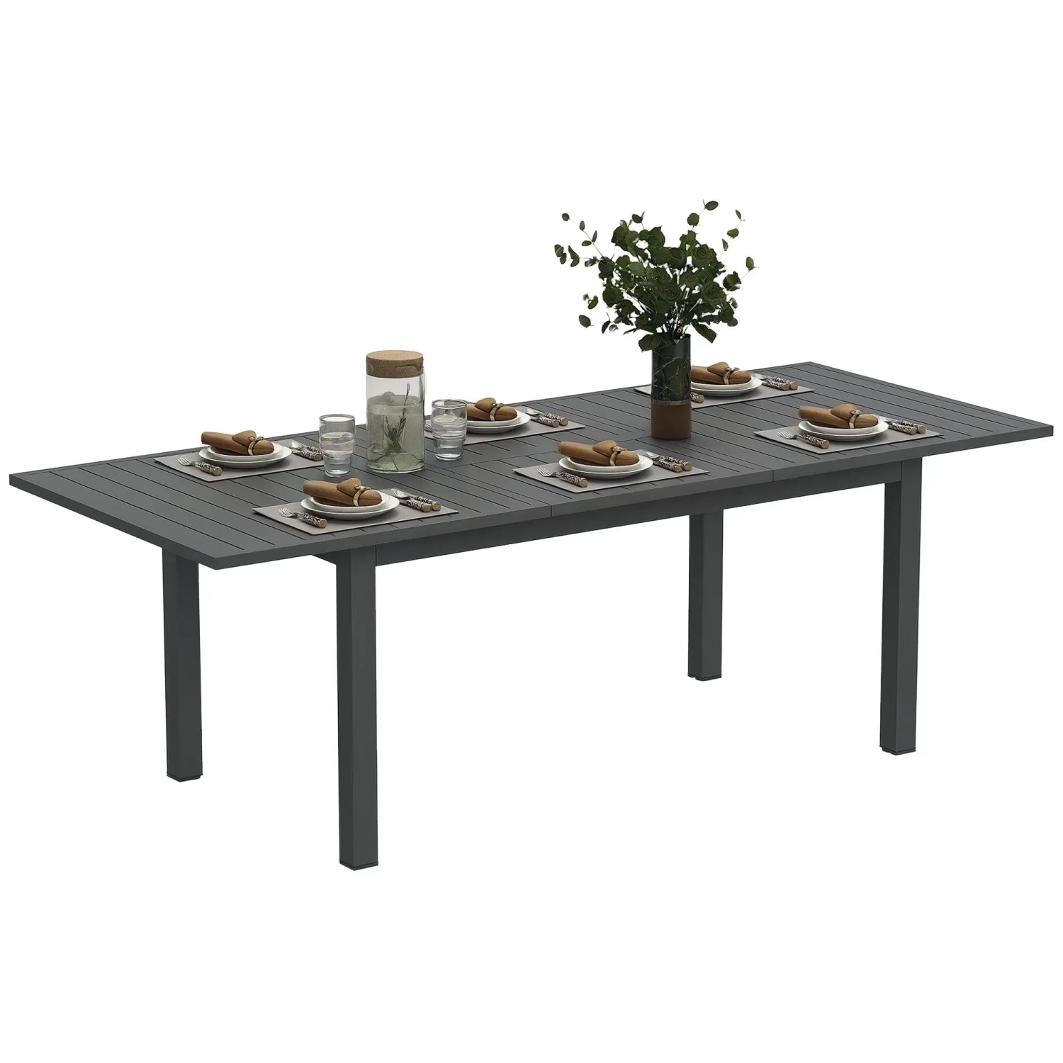 Outsunny Gartentisch  Aluminium Grau 220L x 90B x 73H cm günstig online kaufen