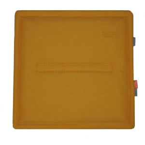 Gelbe Siena Garden Hocker Auflage Musica, ca. 48x48x3 cm, aus Olefin-Gewebe mit Haltebändern.