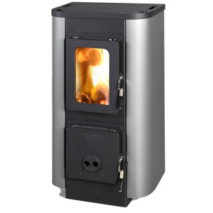 Thorma Küchenofen Merano AT Stahl 5 kW: Kaminofen mit Sichtfenster und Warmhaltezone.