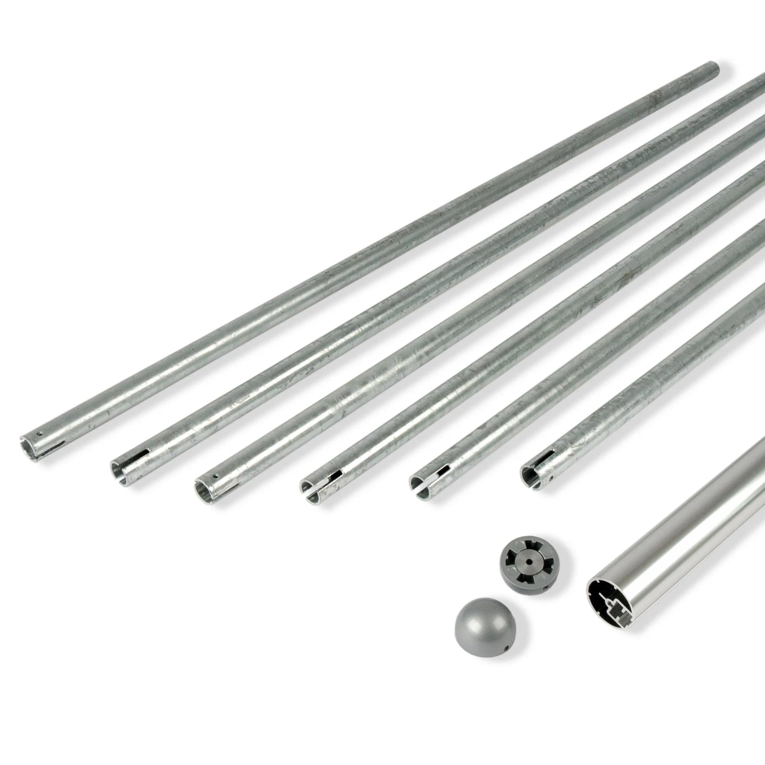 Dolle Außentreppe Gardentop Steiggeländer Set 3 für 6 Stufen, Stahl verzinkt, Aluminium Handlauf