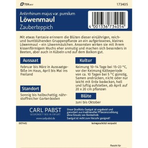 Pabst Keimkraft Löwenmaul Zauberteppich Saatgut Packung