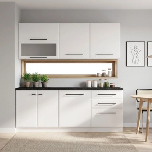 Homestyle4u Küchenzeile 200 cm ohne Geräte und Spüle 3164