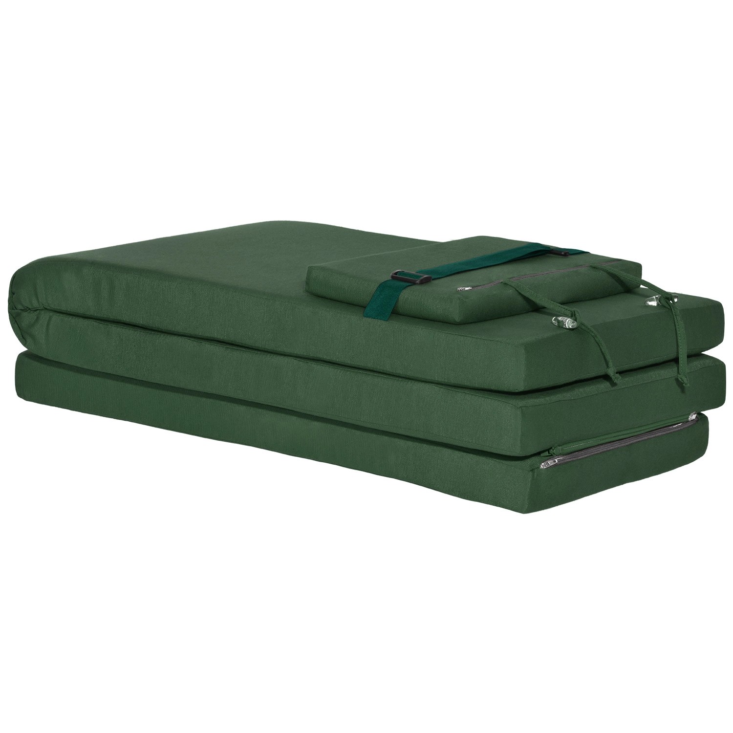 Dunkelgrüne Beautissu Loftlux DC Deckchair Auflage 175x45x5cm für bequemen Sitzkomfort.