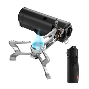 Evocamp Gaskocher BRS-99 mit Flamme und Tragetasche. Klappbarer Campingkocher für Outdoor-Abenteuer.