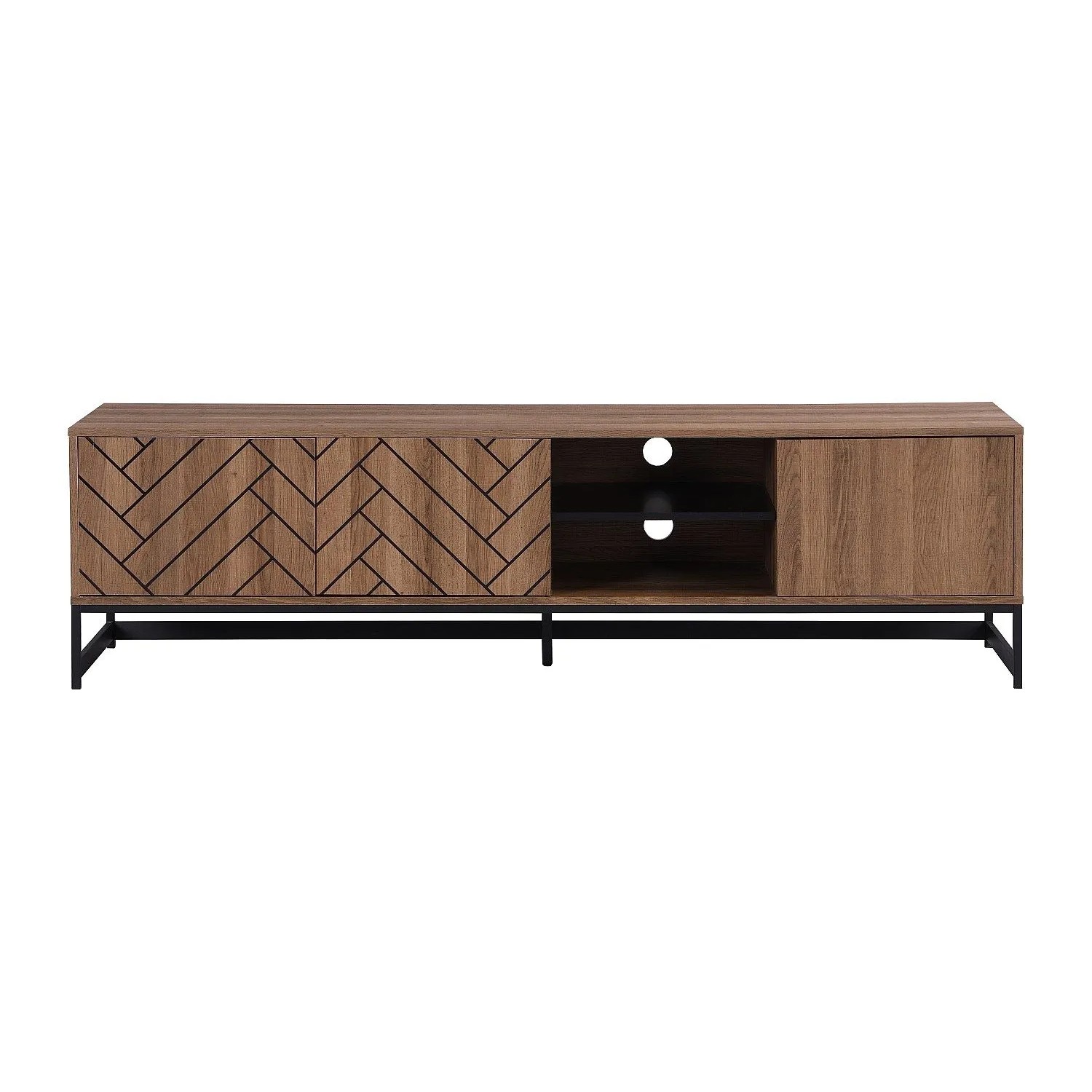 Vente-unique Tv-Board Caratana Schwarz  Naturfarben Dunkel 180 cm
