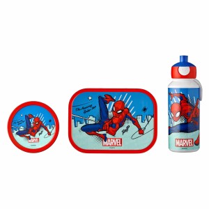 Mepal Campus Lunchset, 3-teilig mit Spiderman Motiv: Brotdose, Trinkflasche und Obstbox.