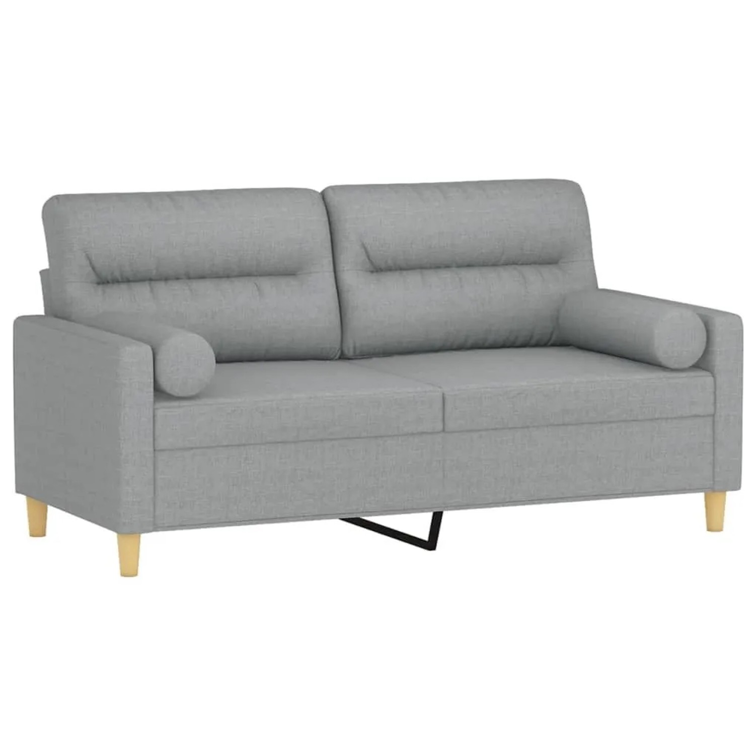 vidaXL 2-Sitzer-Sofa mit Zierkissen Hellgrau 140 cm Stoff 3200821 günstig online kaufen