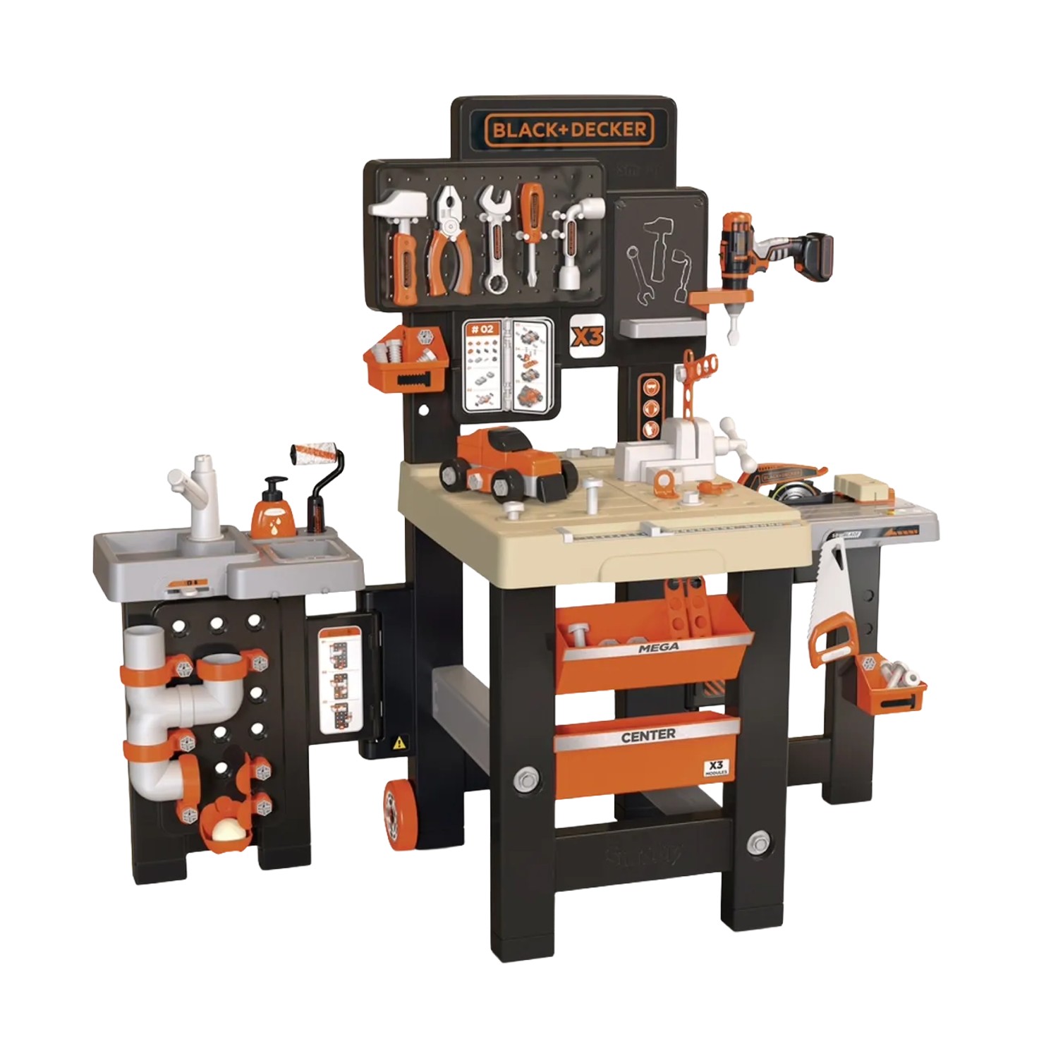 Smoby - Black+Decker Mega Werkbank Center mit 3 Spielbereichen