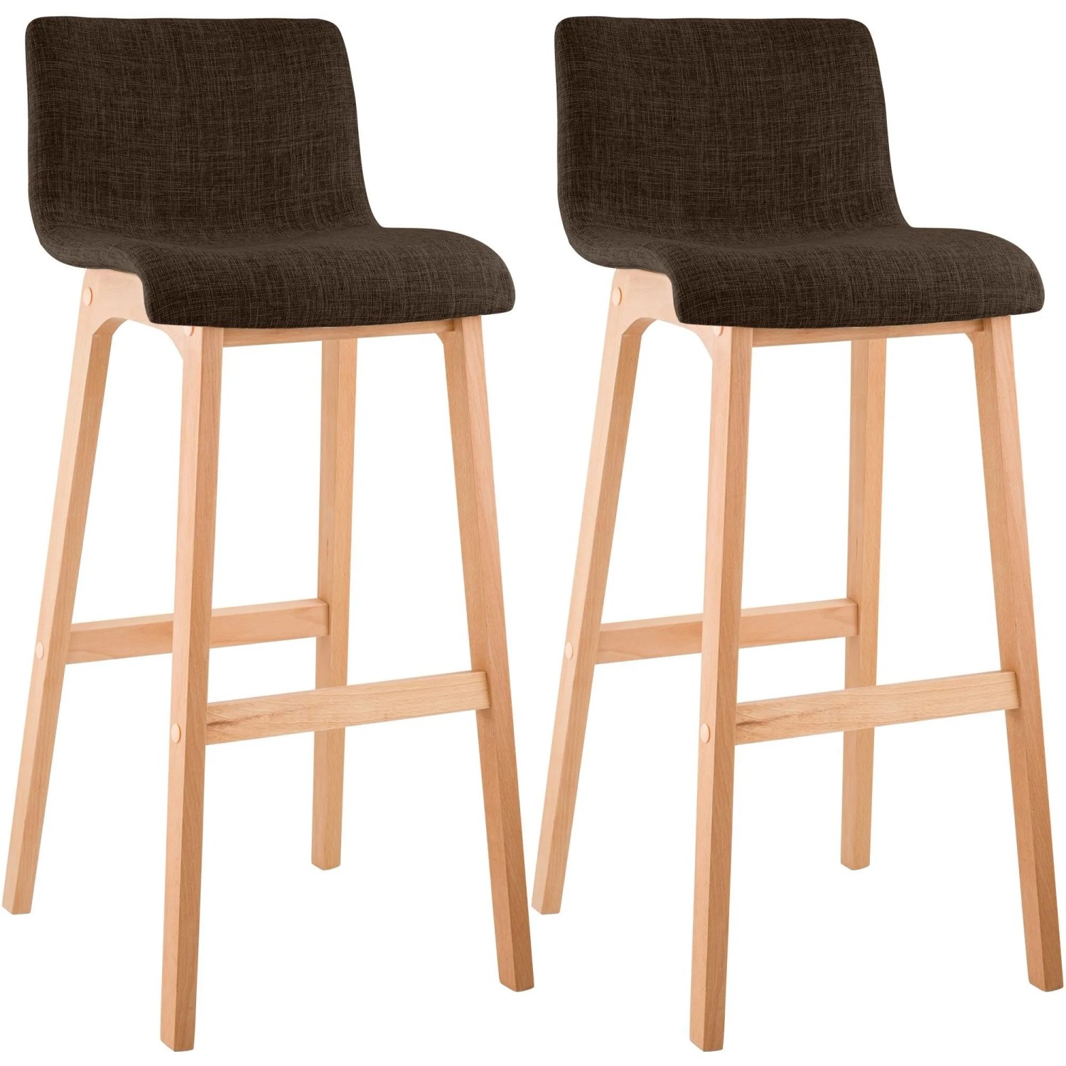 DELUKE 2er Set Barhocker TENAR Stoff Braun 41x46x102cm Braun Barstuhl Mit Lehne Tresenhocker Tresenstuhl