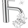 baliv Waschtischarmatur WT-650 Chrom mit stilisierter Wasser-Illustration.