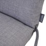 Graue Siena Garden Sesselauflage Comfort, Detailaufnahme von Stoff und Bindebändern.