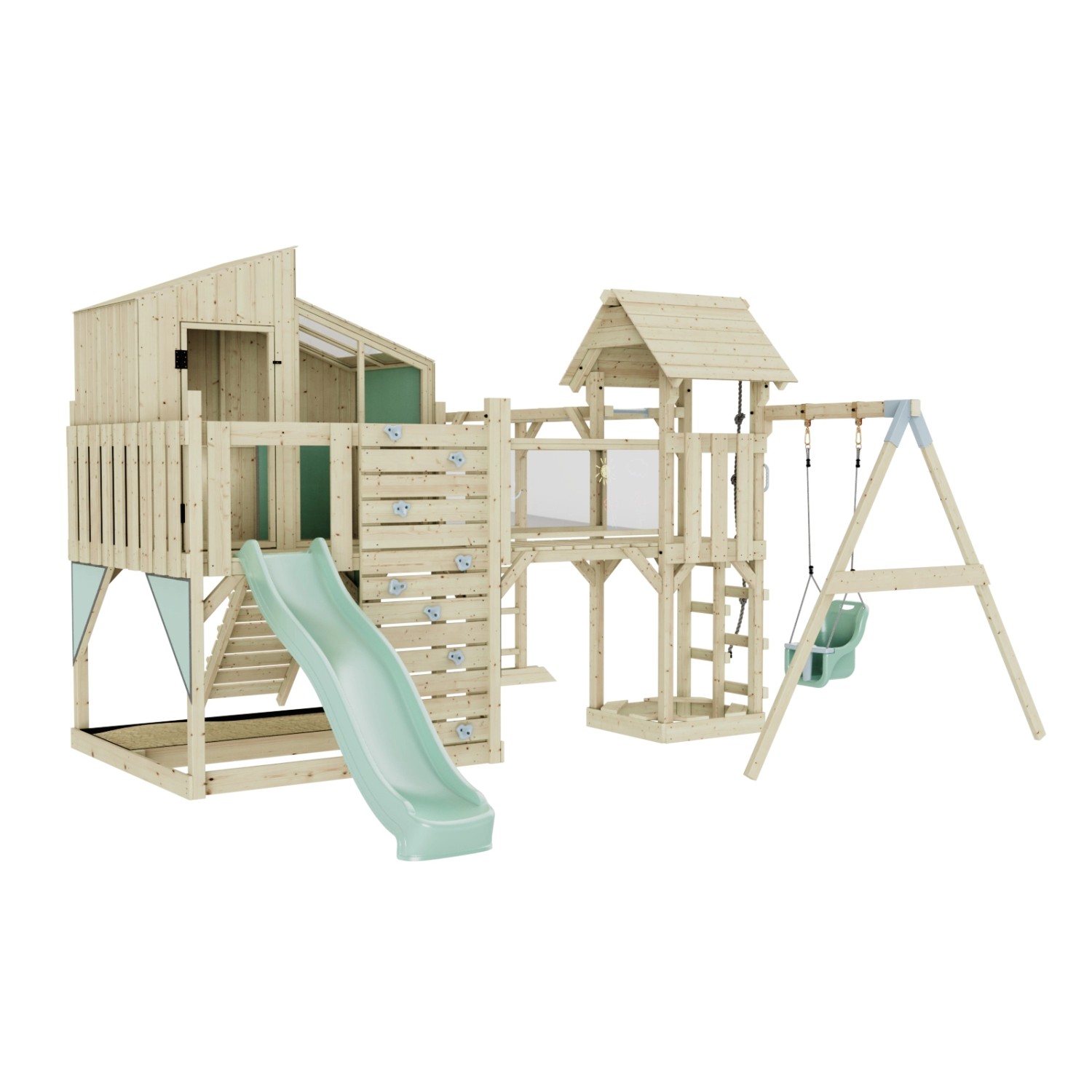 OutdoorToys Spielturm Liv mit Babyschaukel Mintgrün günstig online kaufen