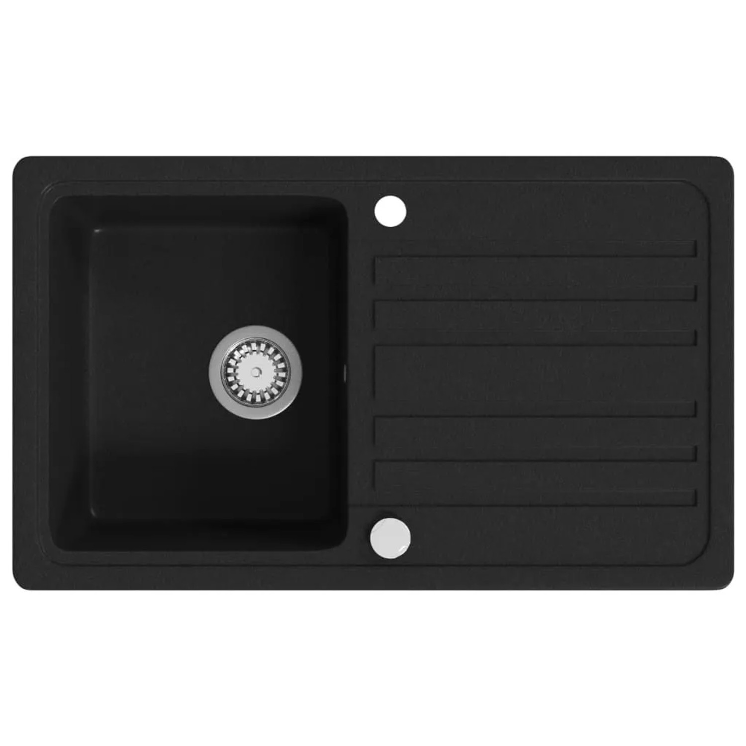 vidaXL Granitspüle mit Abtropffläche Reversibel Schwarz 141669