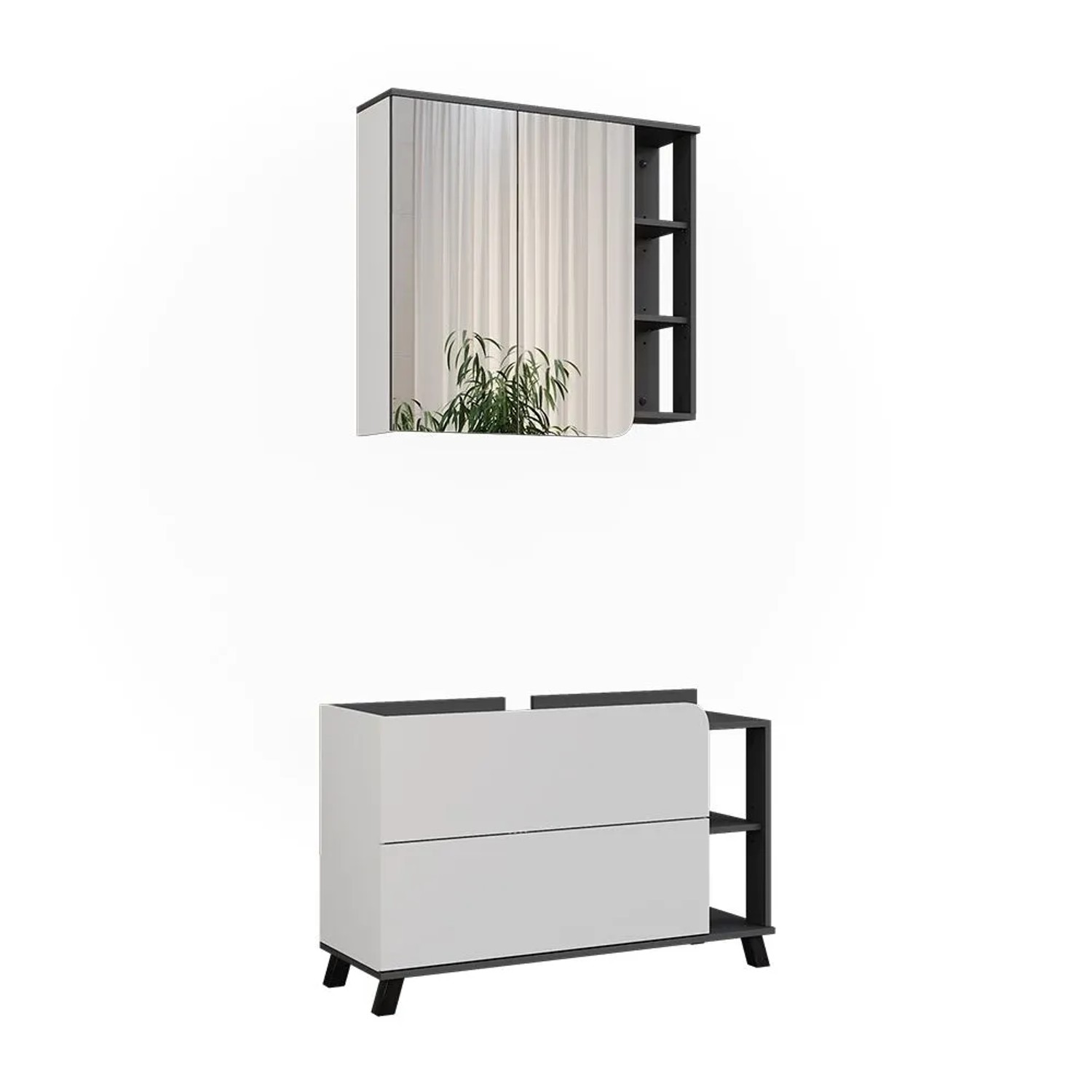 Vicco Badmöbel-Set Karen Anthrazit/Weiß 100 x 65 2-teilig