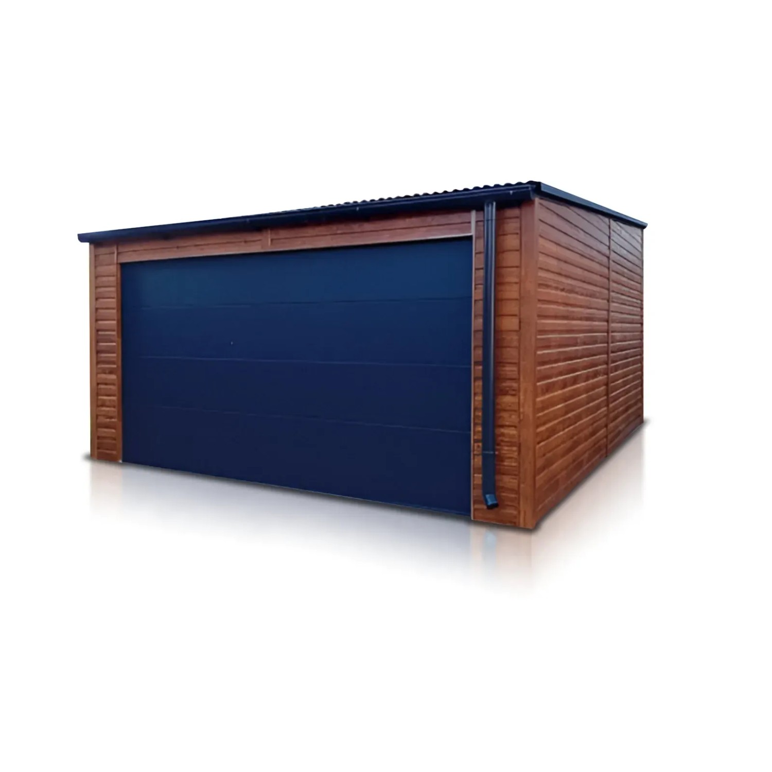 Liderstal Einzelgarage Premium aus Blech 500 x 600 cm Holzoptik Pultdach Sektionaltor