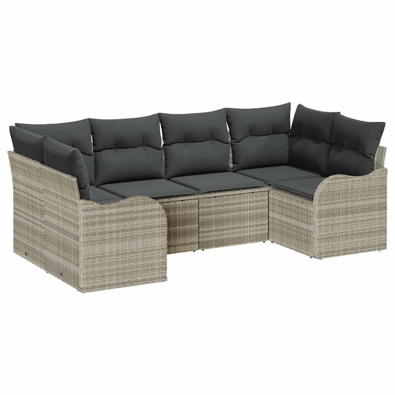 vidaXL Garten-Sofa-Set mit Kissen 6-Tlg Hellgrau Poly Rattan 3354511 günstig online kaufen
