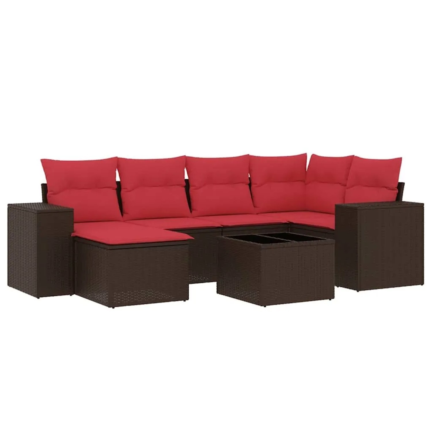 vidaXL 7-Tlg Gartensofa-Set mit Kissen Braun Polyrattan 3222873 günstig online kaufen