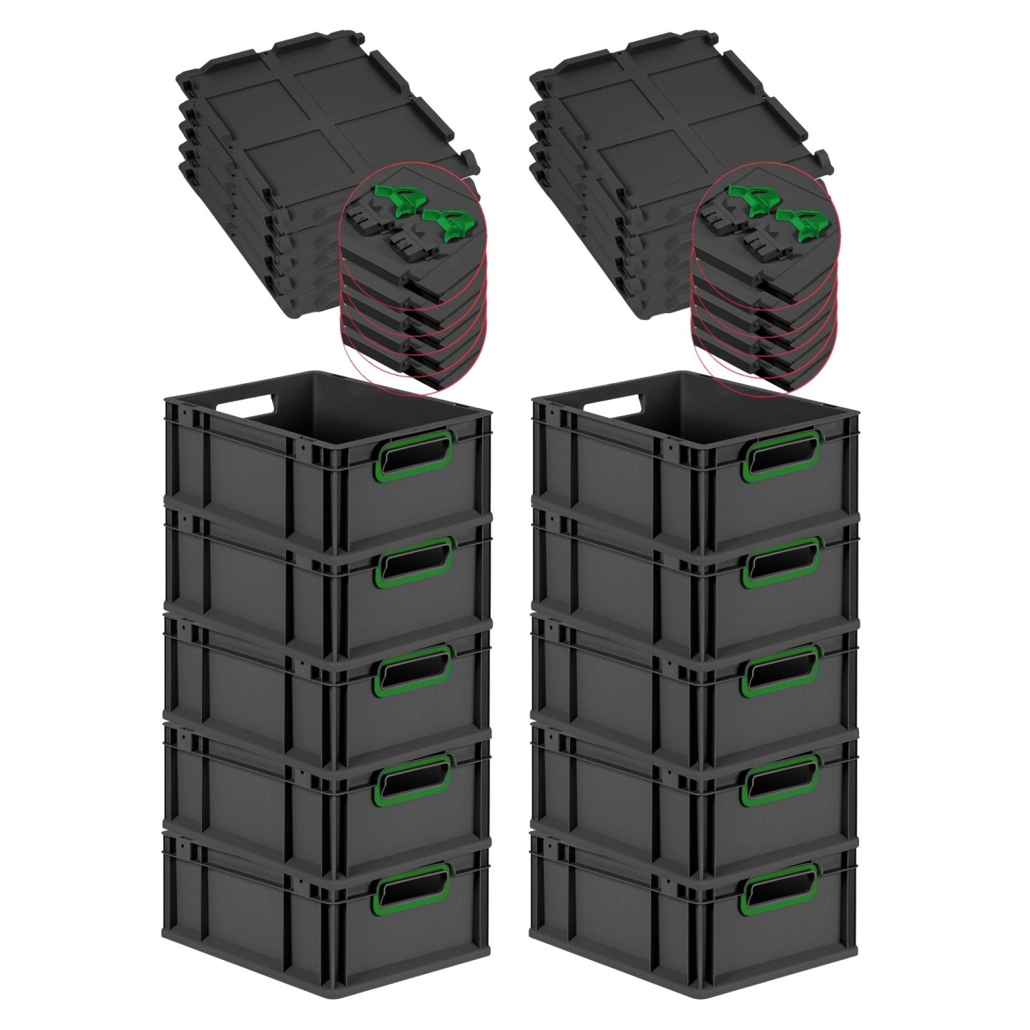 PROREGAL SuperSparSet 10x Eurobox Nextgen Color Mit Scharnierdeckel HxBxT 1 günstig online kaufen