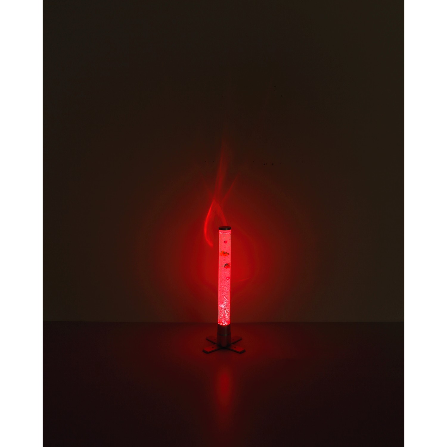 Silberne Globo LED Stehlampe Mendoza mit Wasser, Fischen und RGB-Farbwechsler.