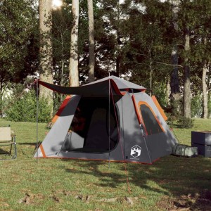 vidaXL Kuppel-Campingzelt 4 Personen Grau und Orange Quick Release 4004145